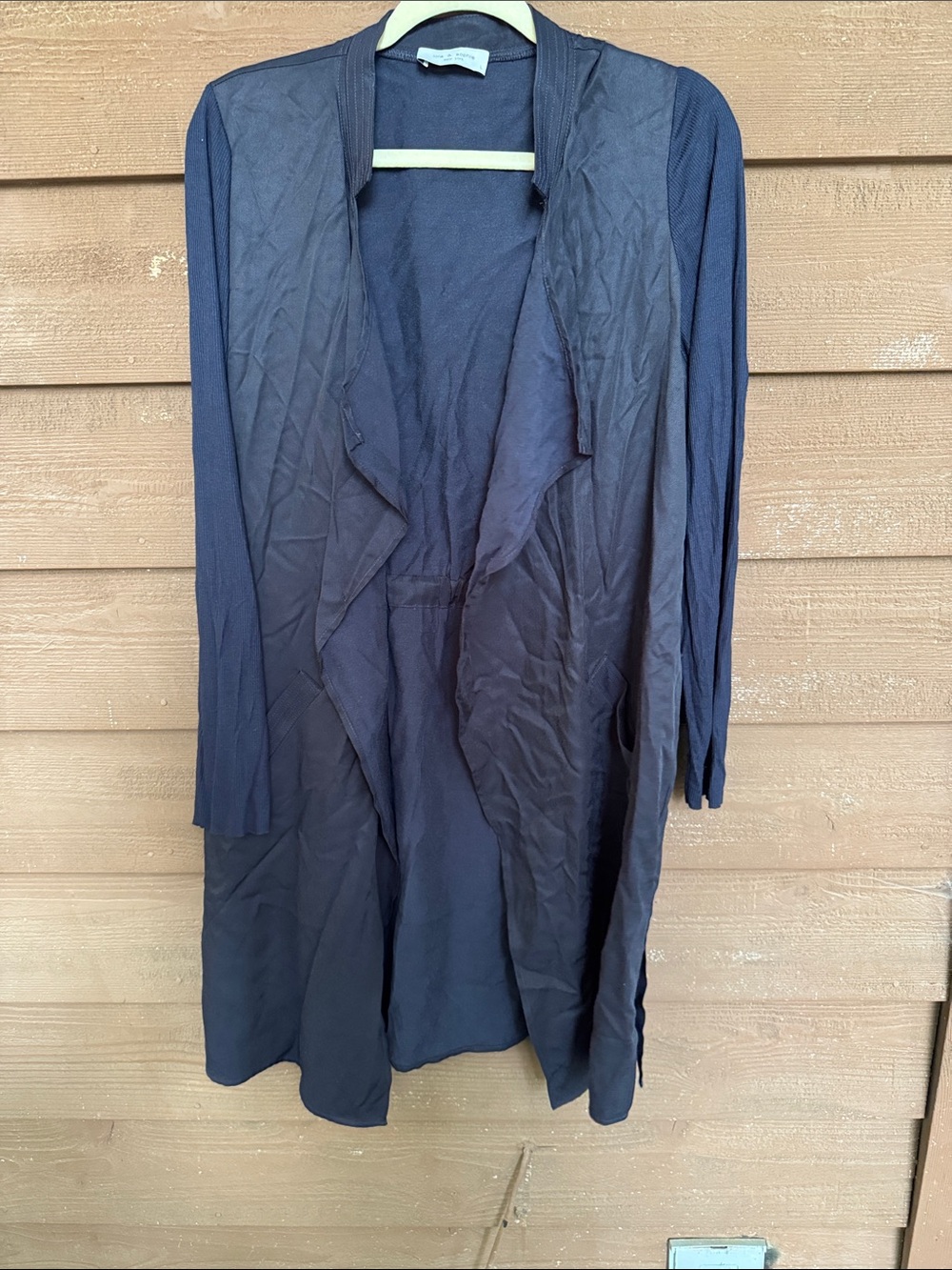 Lola & Sophie Navy Black Draped Open-Front Lightweight Wrap Jacket size L